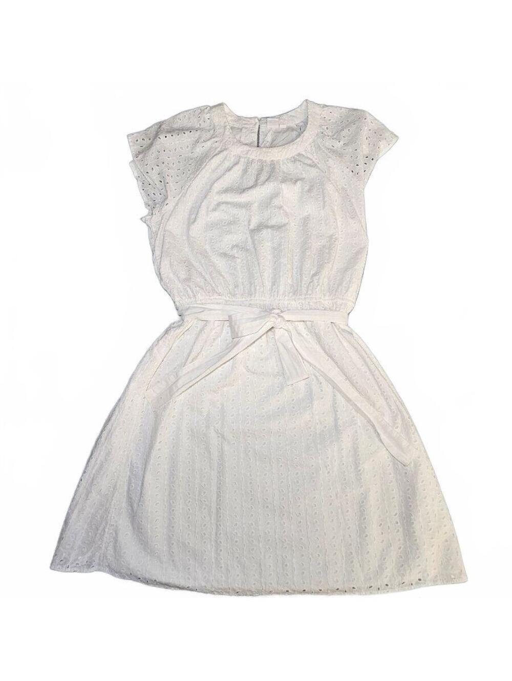 GAP White Eyelet Lace Dress with Tie Waist - Size M